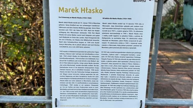 Wiesbaden bringt Gedenktafel am Sterbehaus von Marek Hłasko an